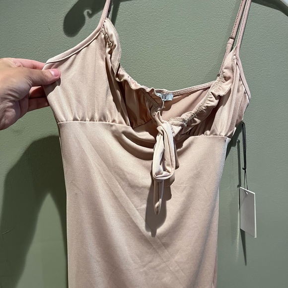 NWT IRIS Nude Pink Bodycon Dress Boutique Cocktail Mini Summer - Picture 3 of 15
